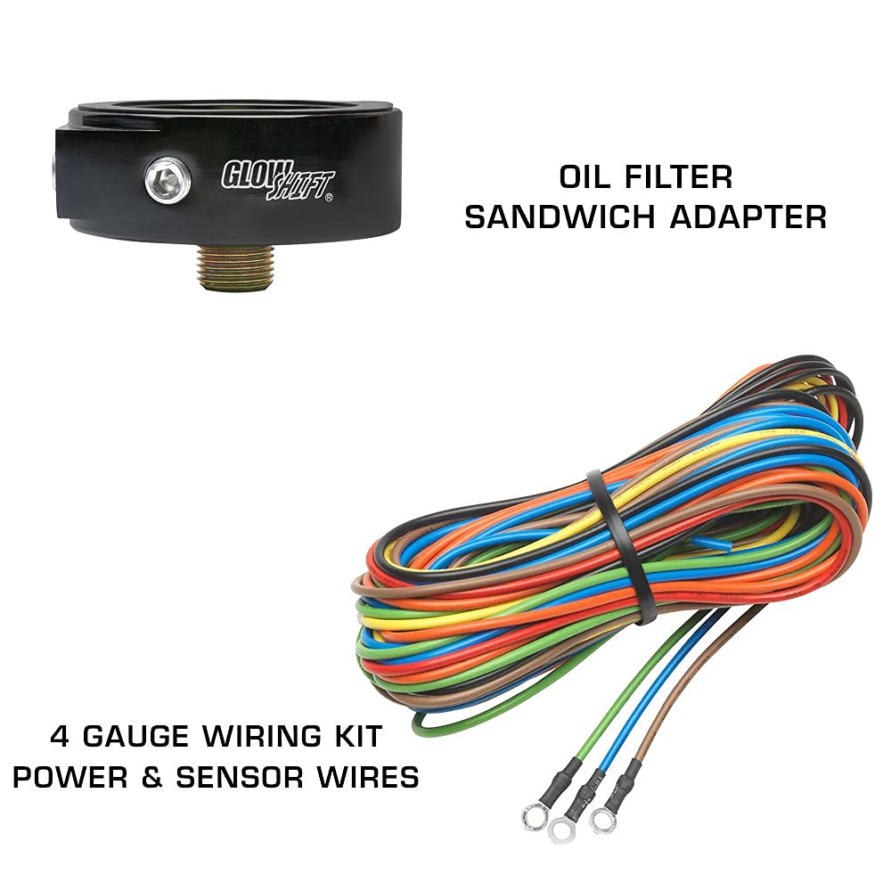 Black 7 Color 100 PSI Oil Pressure, Water Temperature, Transmission Temp & Volt Gauges with Quad Pillar Pod T8408