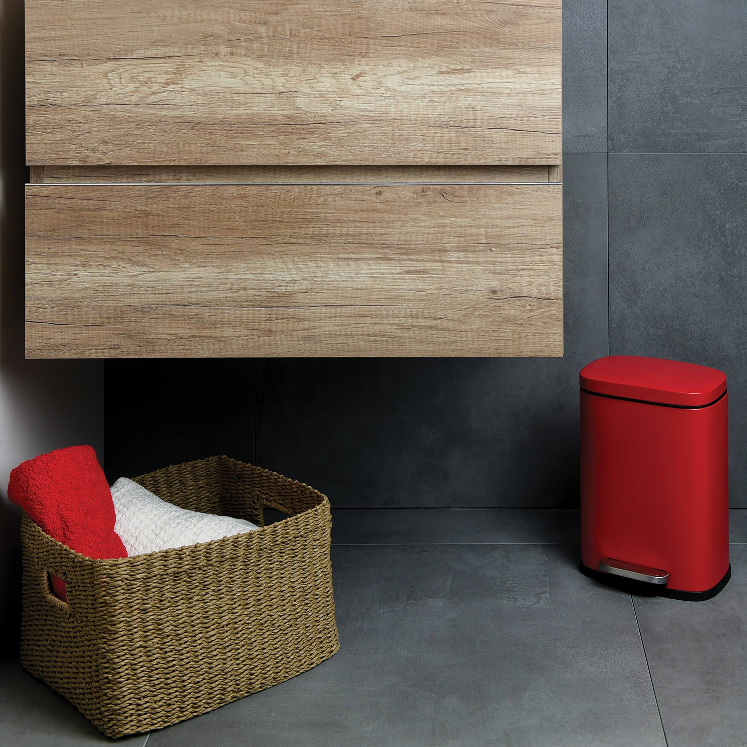 Matte Red Stainless Steel Step on Trash Can 1.32 Gallon L517886