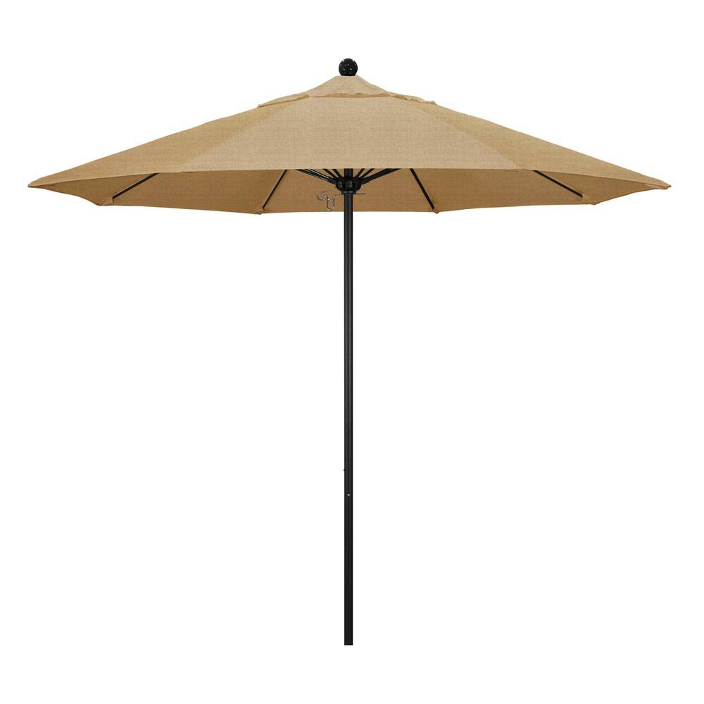 Stone Black Aluminum Market Patio Umbrella with Manual Lift and Fiberglass Ribs M105744