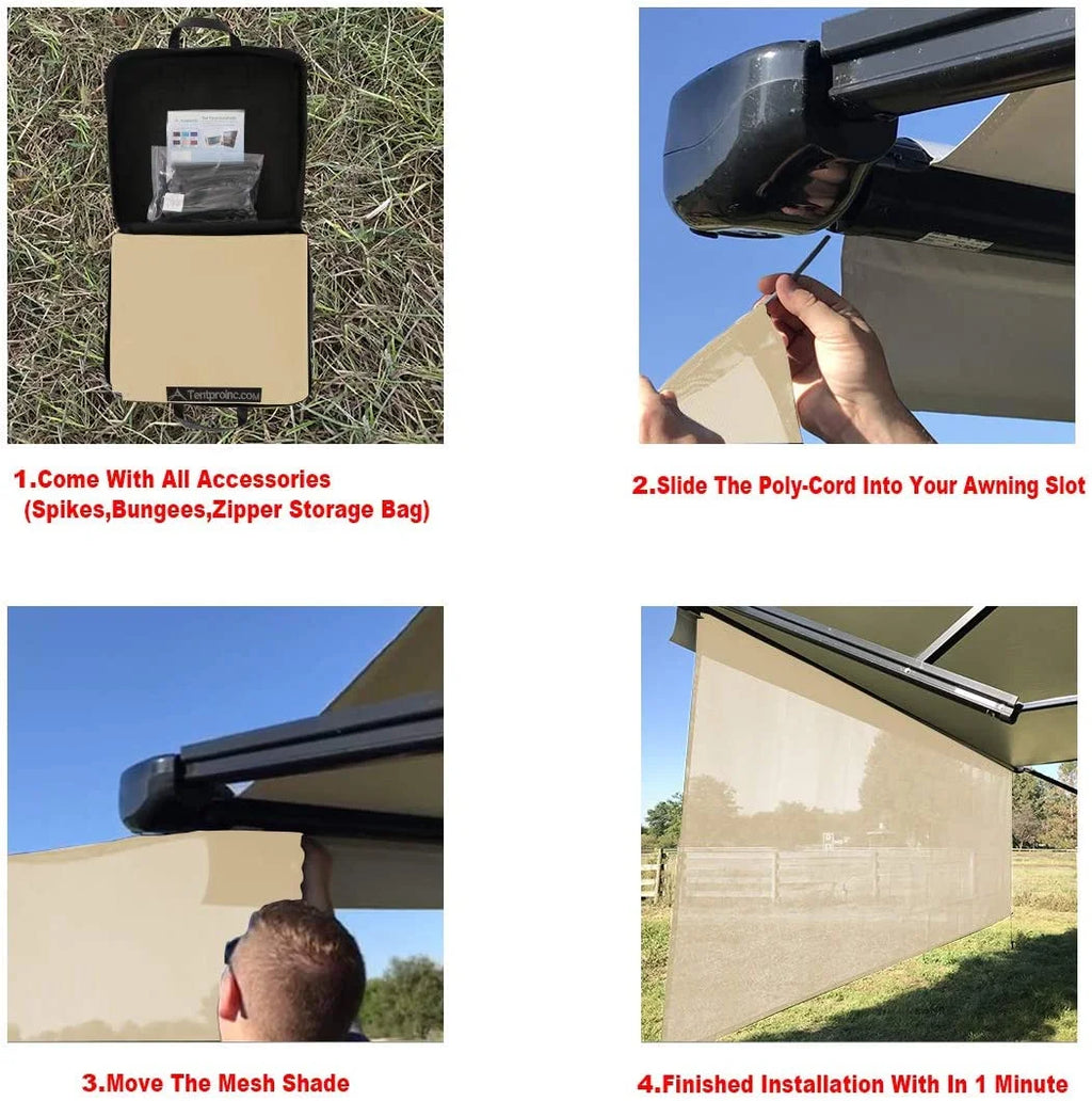 Beige Mesh RV Awning Sun Shade Screen 8' X 19'3'' J93686