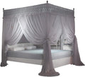 Gray Lace 4 Openings Queen Bed Canopy J27126