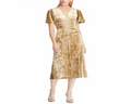 Yellow Velvet Surplice Dress Size 18 I575610