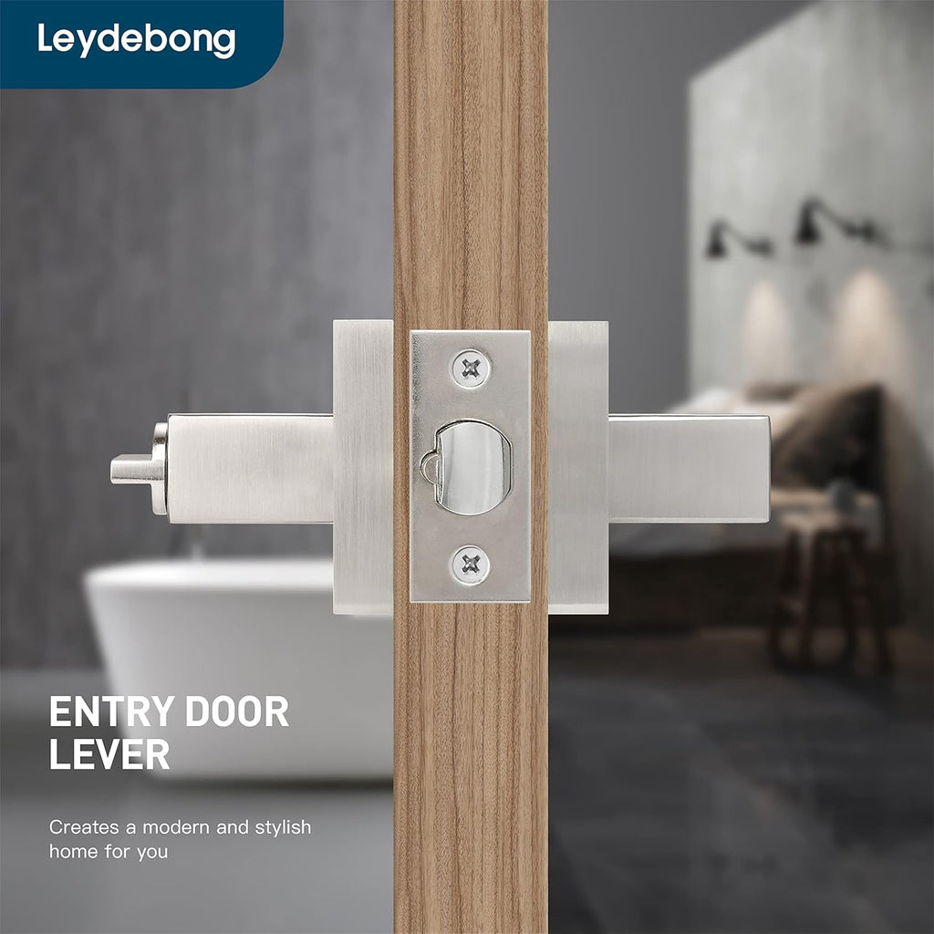 5 Pack Keyed Entry Lever Lock, Satin Nickel Finish E141687