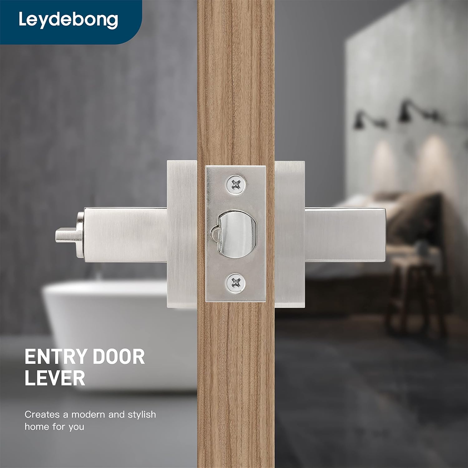 5 Pack Keyed Entry Lever Lock, Satin Nickel Finish E141687