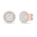 10K Rose Gold Diamond Cluster Stud Earrings N5600
