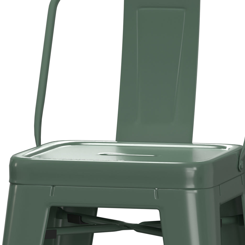 24" Industrial Metal Counter Stool in Sage Green (Set of 4) P60422