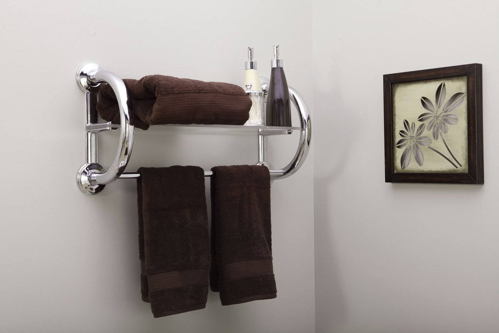 Matte Black 3-in-1 Grab Bar Towel Shelf O24081