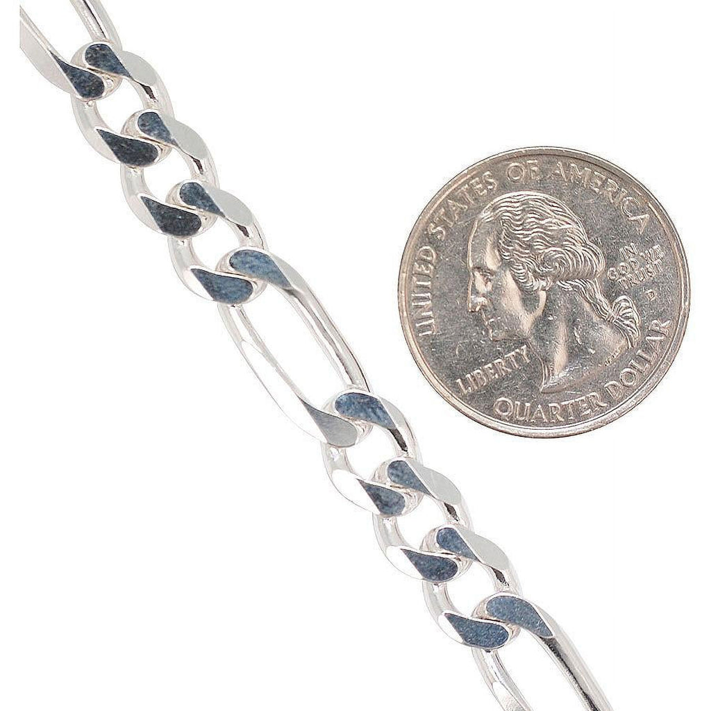 Sterling Silver 8mm Figaro Bracelet Chain I368286