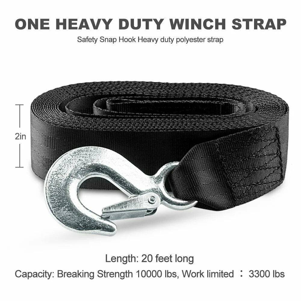 2" x 20' Heavy Duty Boat Trailer Winch Strap with Snap Hook N1226