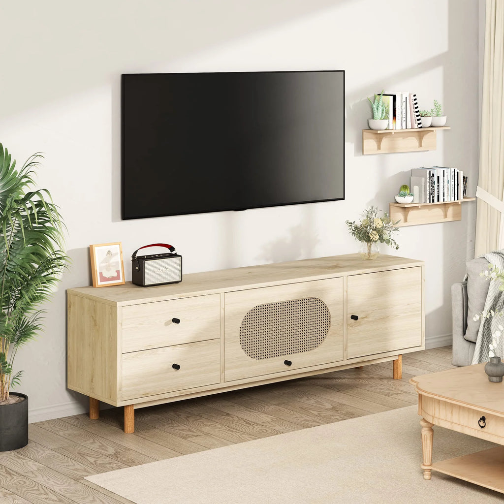 Natural Rattan TV Stand with 2 Drawers T64934