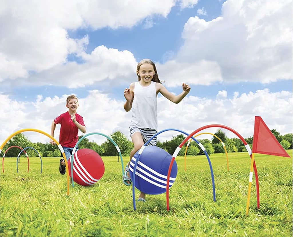 Giant Kick Croquet Game Set with Inflatable Croquet Balls, Wickets & Finish Flags U893754
