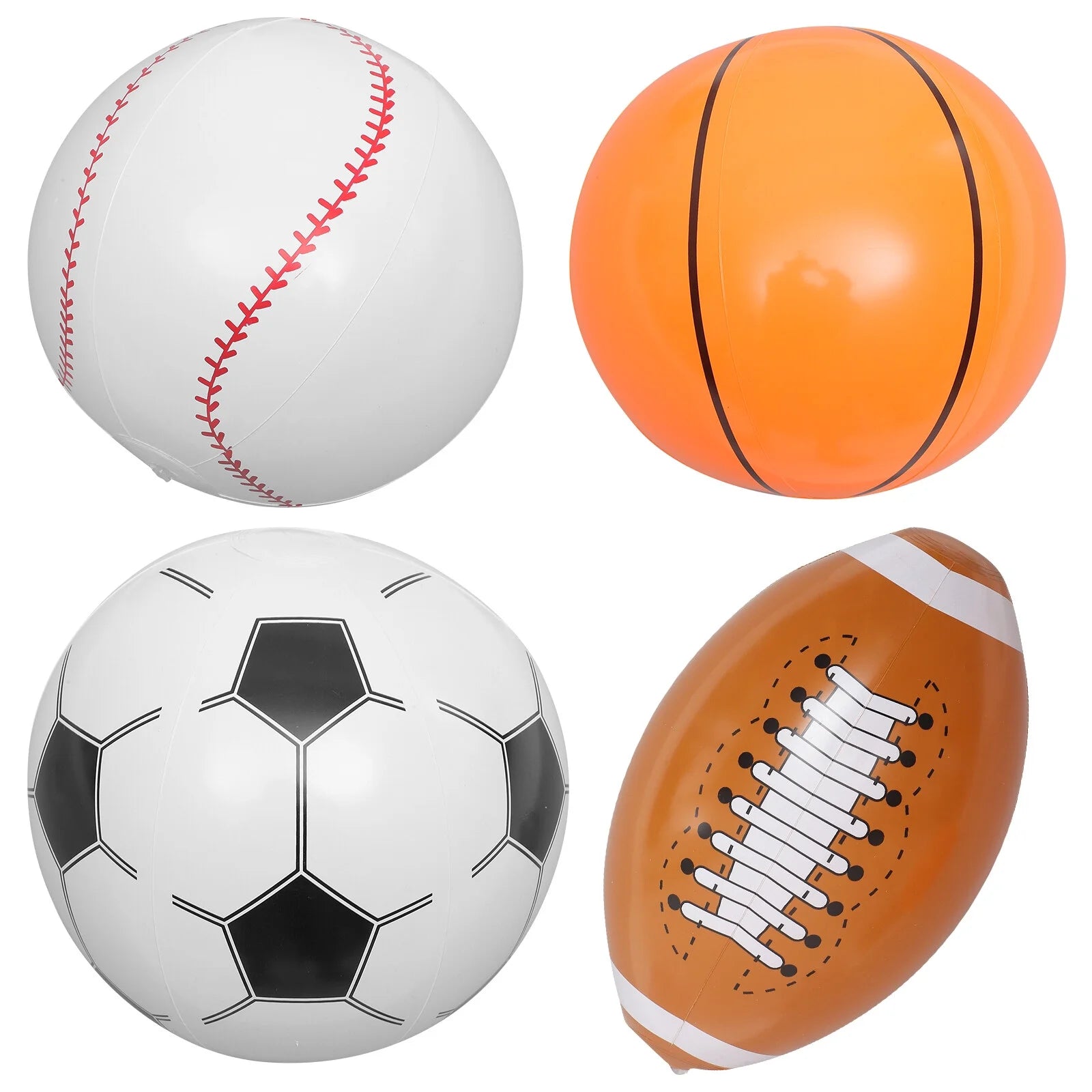 4pcs Inflatable Ball Beach Ball Soccer Basketball Baseball J815507