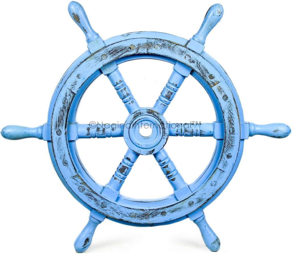 12 Inches Dark Rosewood Wooden Ship Wheel Wall Decor, Pack of 2 M925