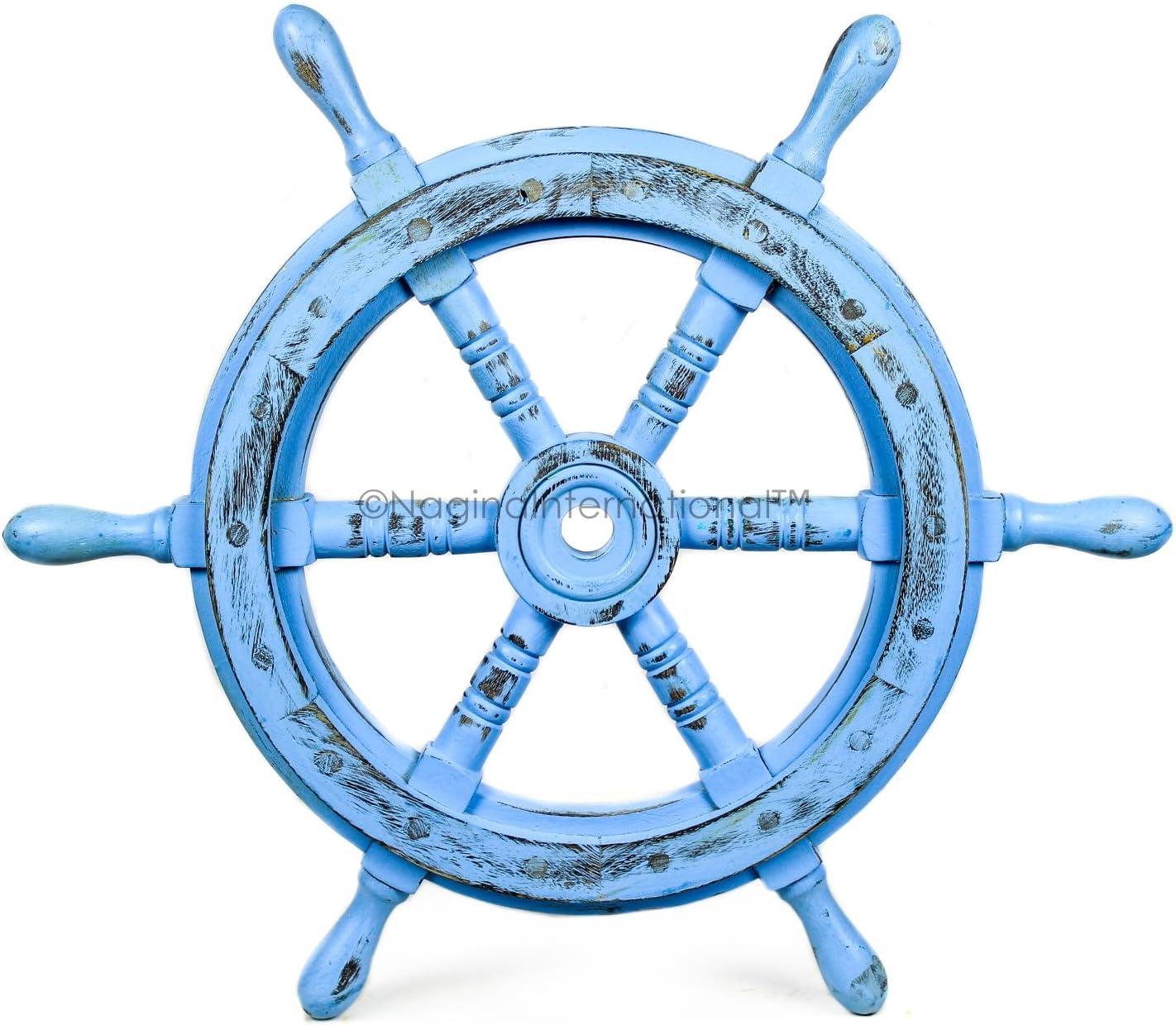 12 Inches Dark Rosewood Wooden Ship Wheel Wall Decor, Pack of 2 M925