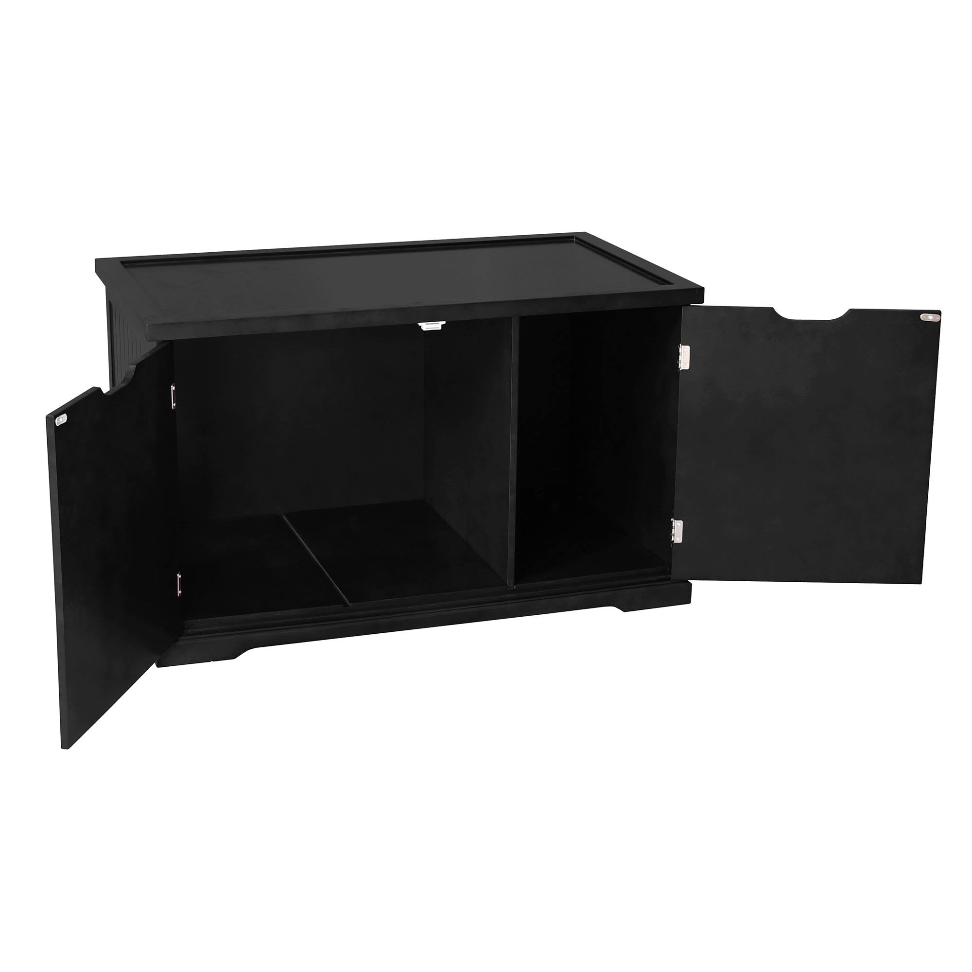 Black Decorative Bench with Enclosed Cat Litter Box A284