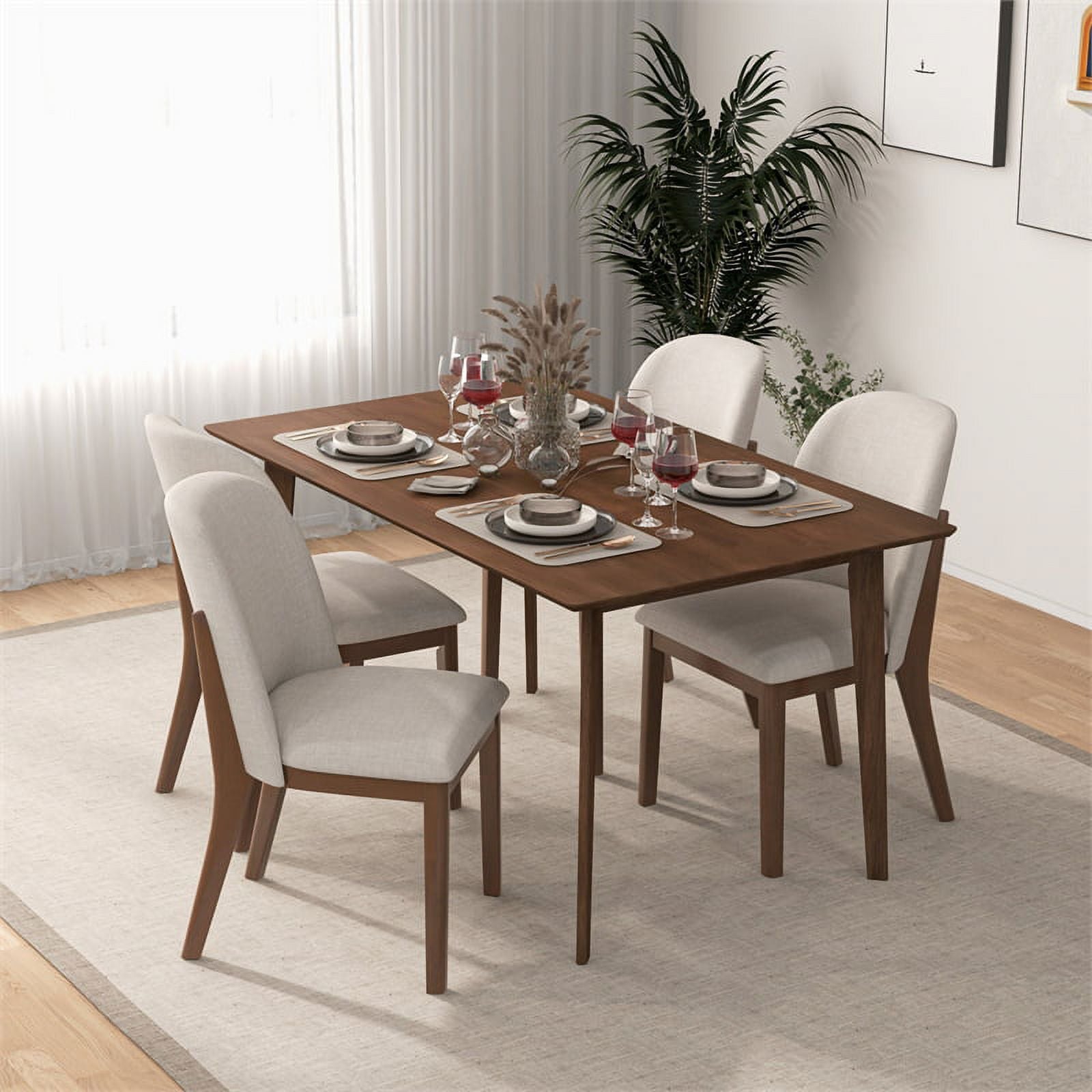Beige Linen Fabric Dining Chairs Set of 2 B642237