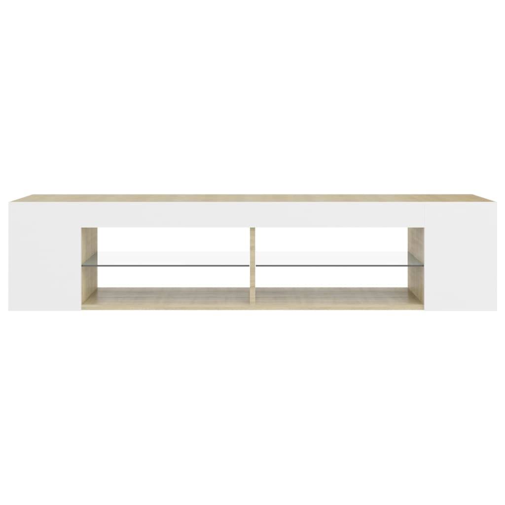 White Sonoma Oak TV Cabinet with LED Lights I772