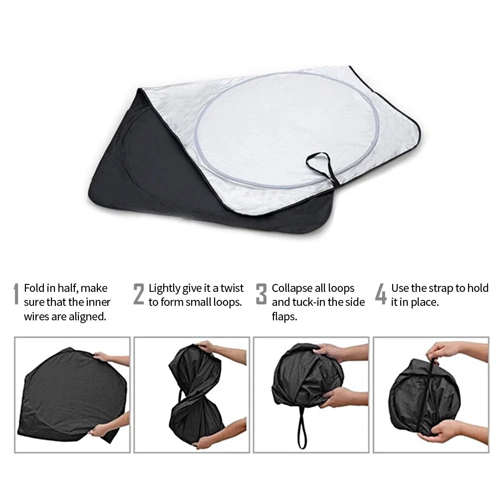 Silver Reflective Fabric Windshield Sun Shade F6705