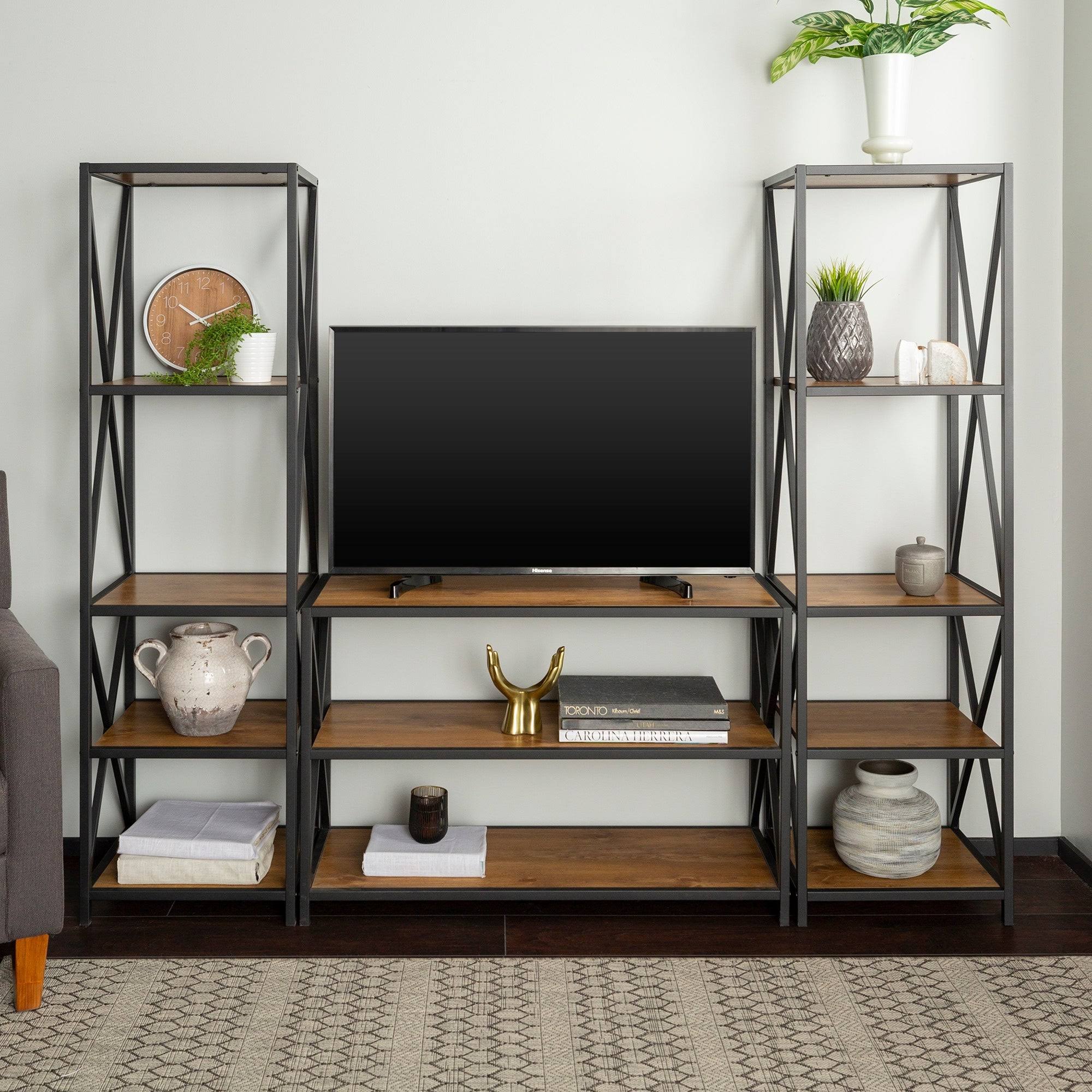 Barnwood Black Metal 3-Piece Entertainment Wall Y653316
