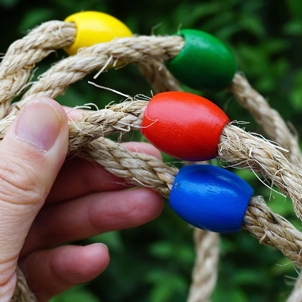 40 PCS Natural Rope Throwing Toss Rings Game Wooden Playset N32865
