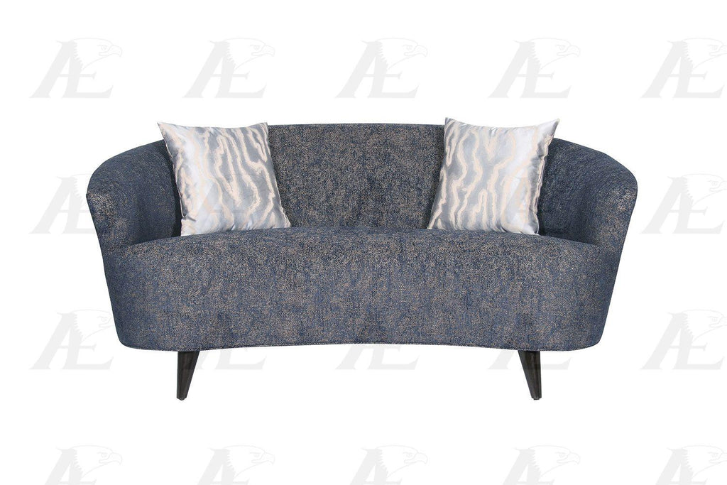 Dark Blue Linen Sofa and Loveseat Set 2 Pcs D982