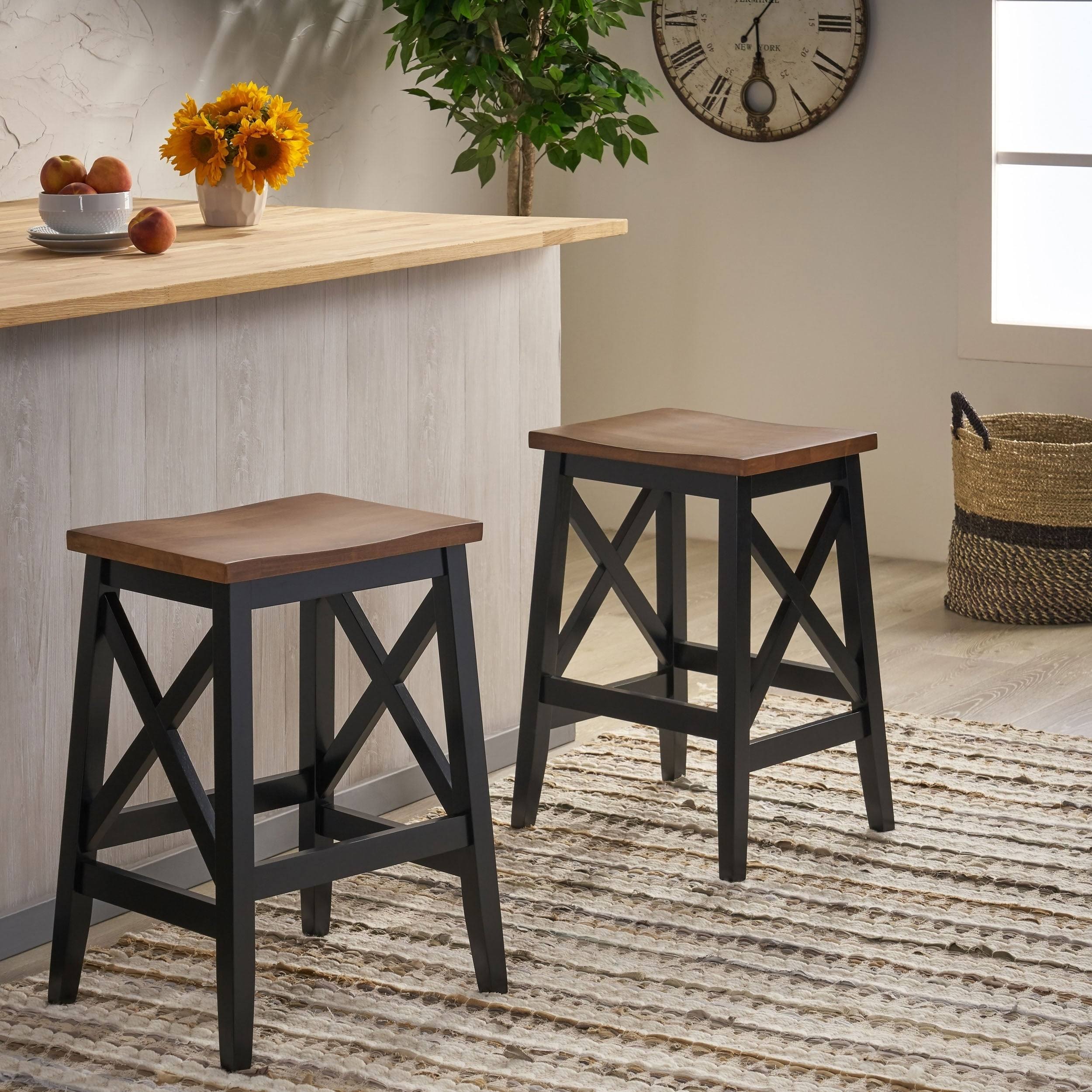 Walnut Wooden Barstools Set of 2 J2495