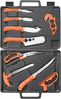 11 Piece Game Processing Set with Orange Handles and Cutting Board R47811