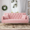 Blue Velvet Futon Sofa Bed with 2 Pillows L86805