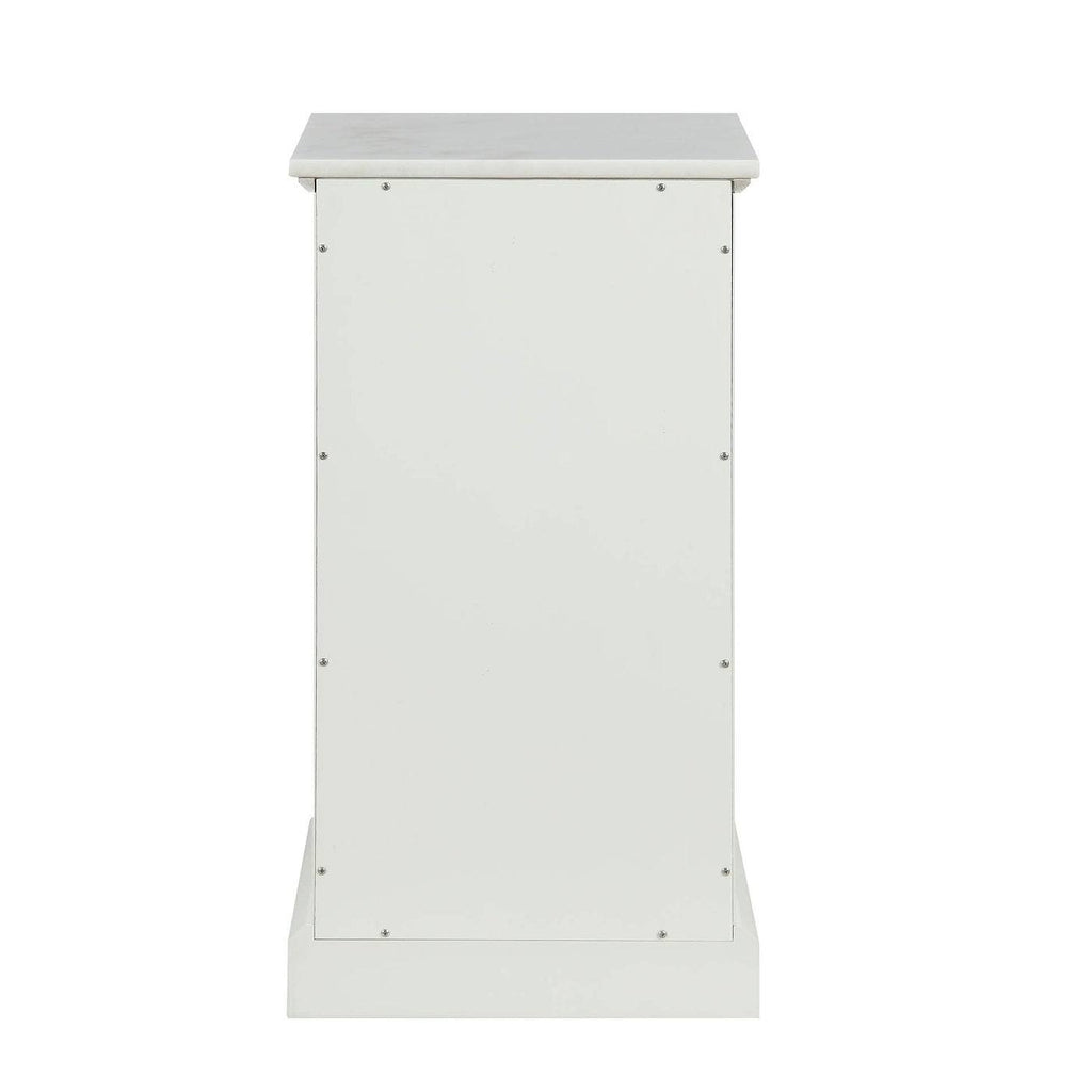 White 1 Drawer Wooden Cabinet with Marble Top R379135
