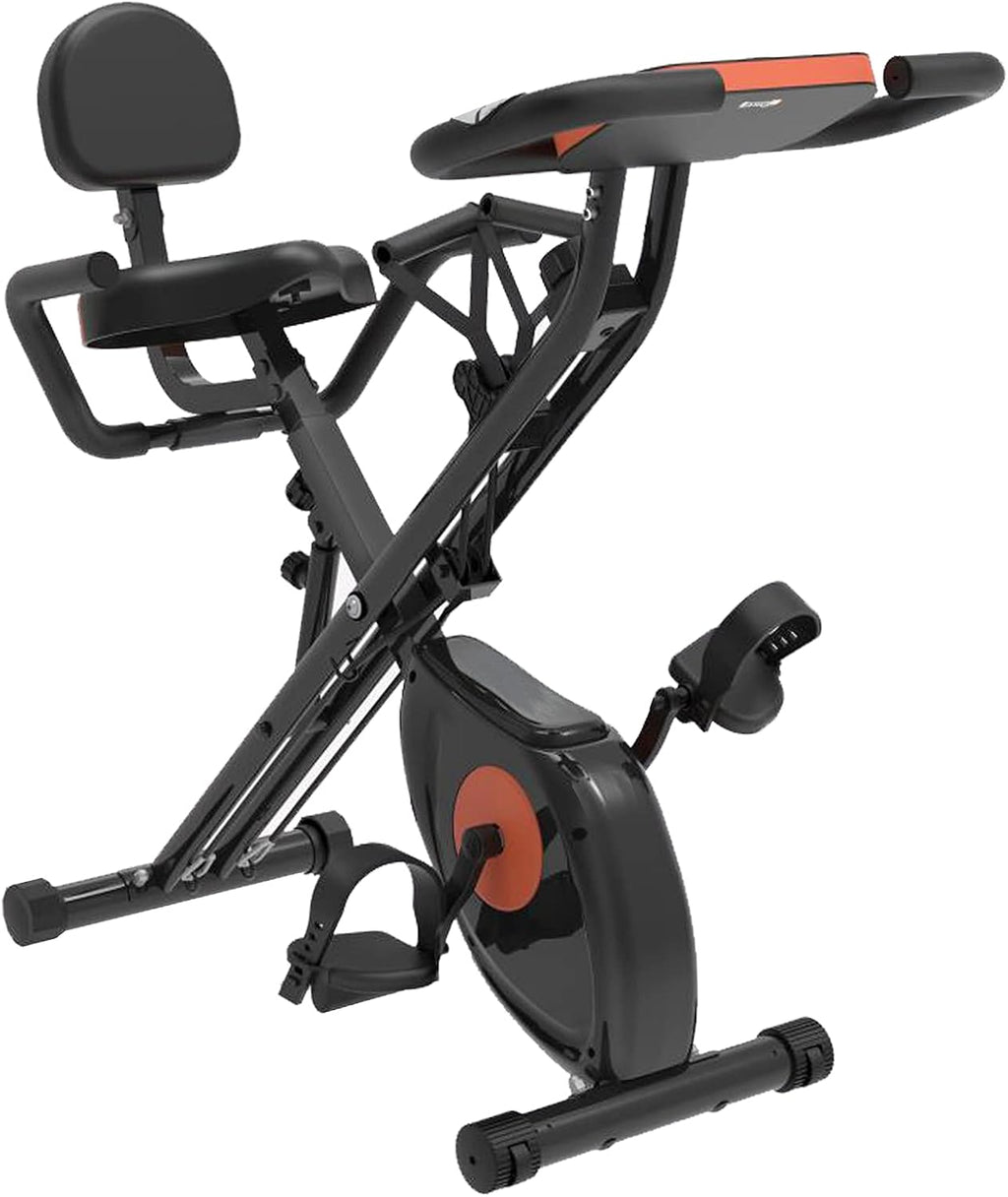 Foldable Exercise Bike with Arm Workout Band Extra Large Seat Cushion I22130