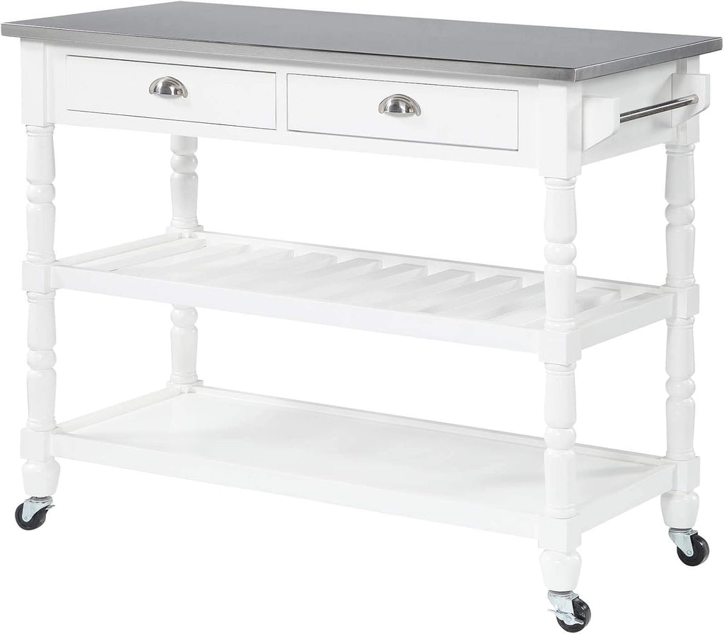 3-Tier Stainless Steel Kitchen Cart with Drawers, Dark Gray A3264