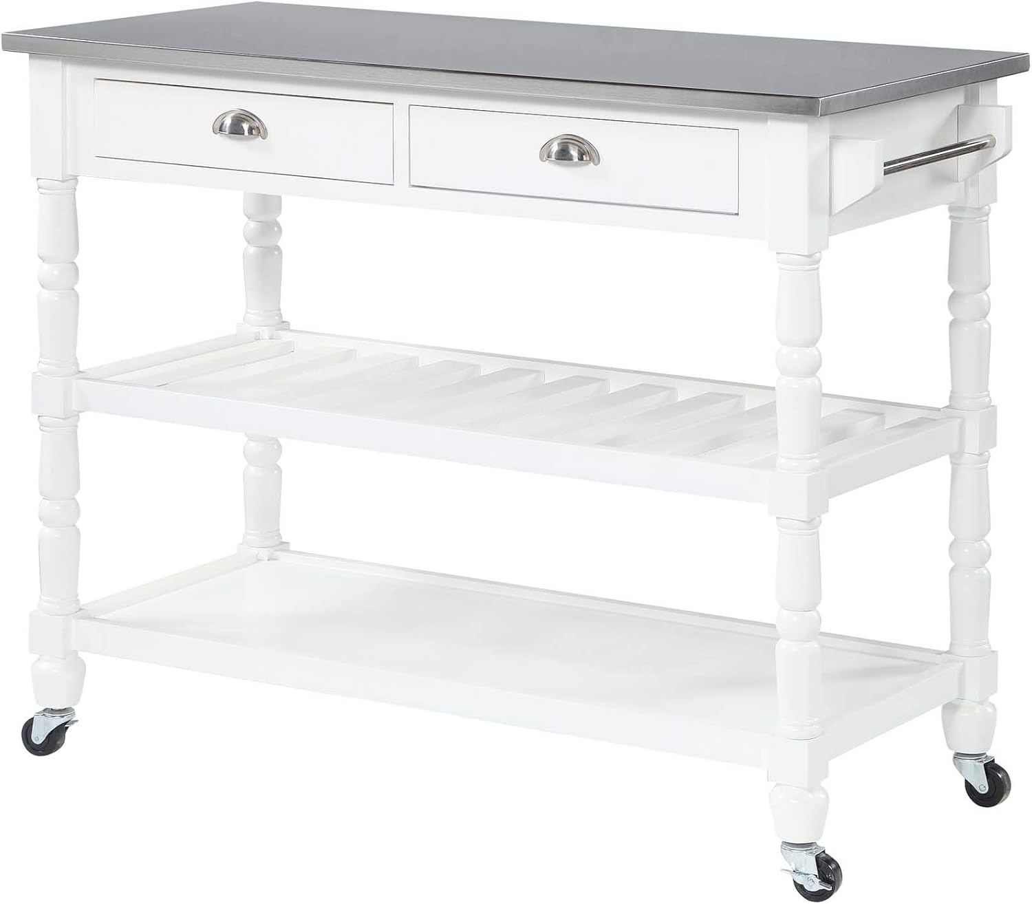 3-Tier Stainless Steel Kitchen Cart with Drawers, Dark Gray A3264