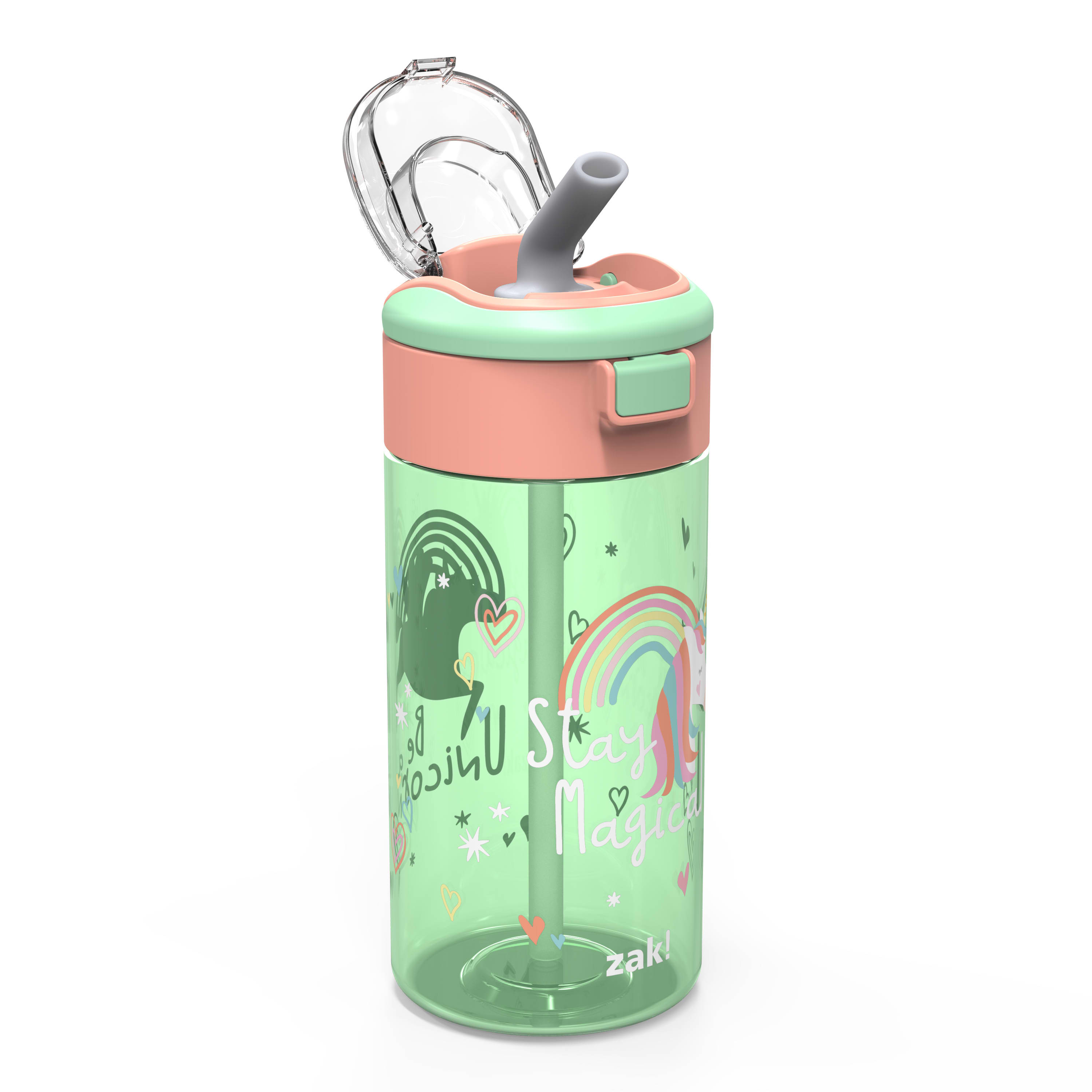 Unicorn Reusable Plastic Water Bottle with Push-button lid H34602