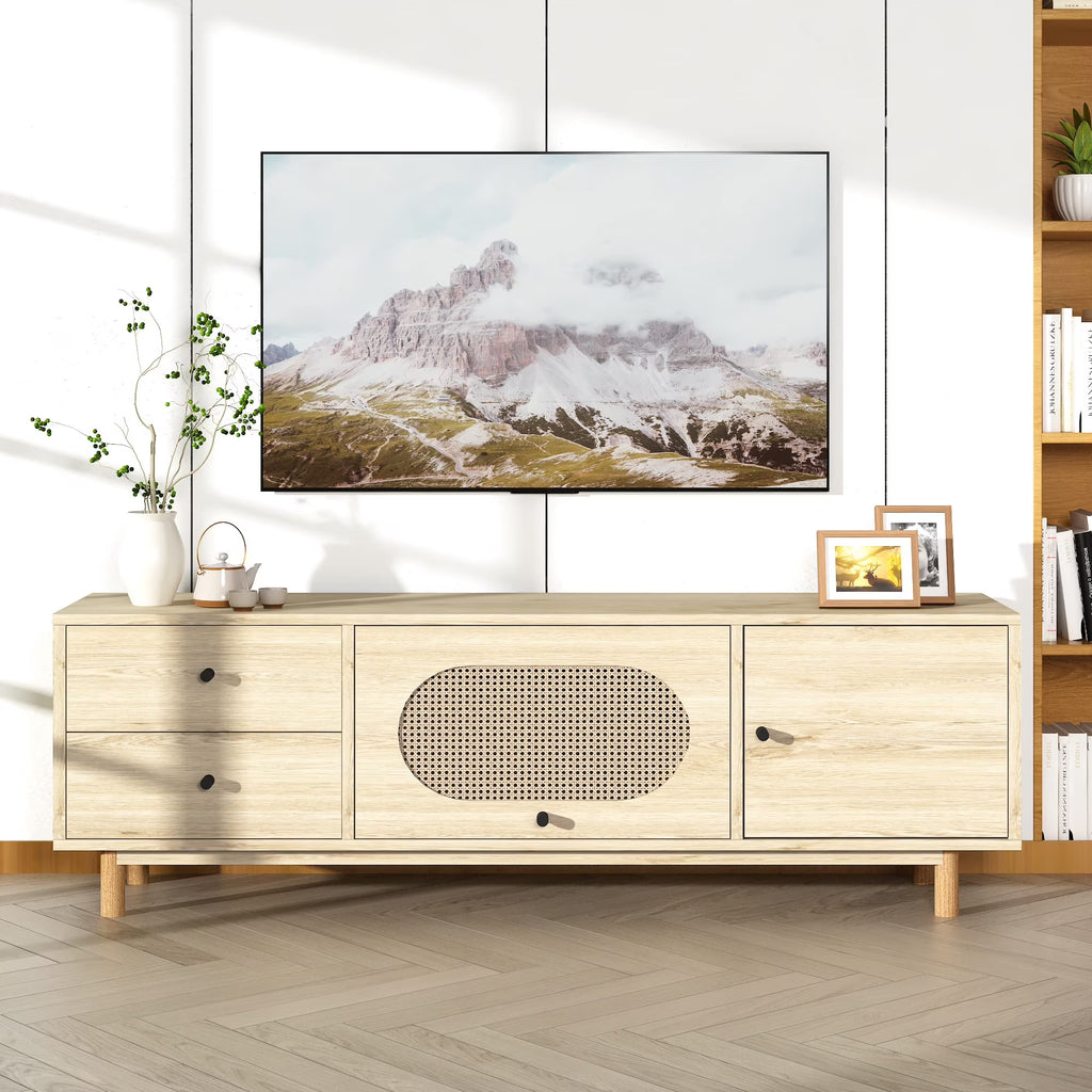 Natural Rattan TV Stand with 2 Drawers T64934