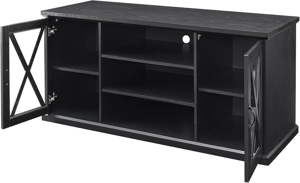 Black TV Stand with Storage Adjustable Shelves C223038