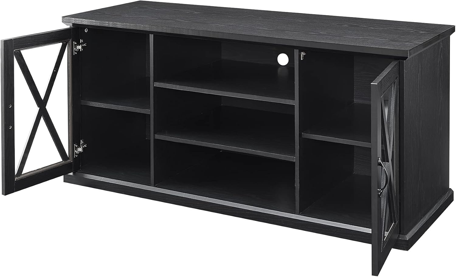 Black TV Stand with Storage Adjustable Shelves C223038