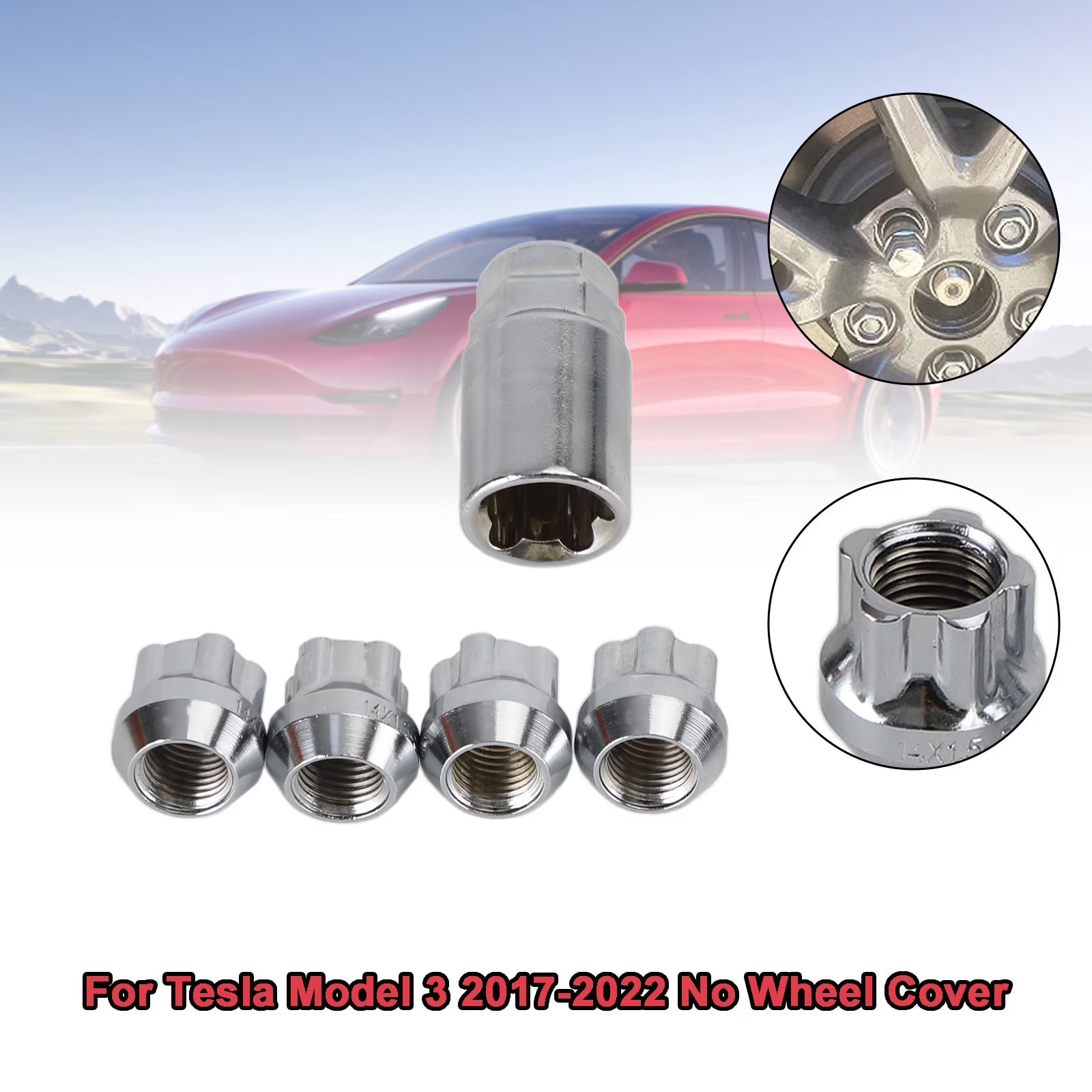 4PCS Chrome Wheel Lock Lug Nut M14x1.5 P9886