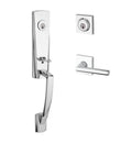 Satin Nickel Handleset with Right Handed Tube Lever and Contemporary Square Rose M1922