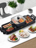 2in1 Electric BBQ Grill Hot Pot 2400W Smokeless Nonstick Detachable J39494