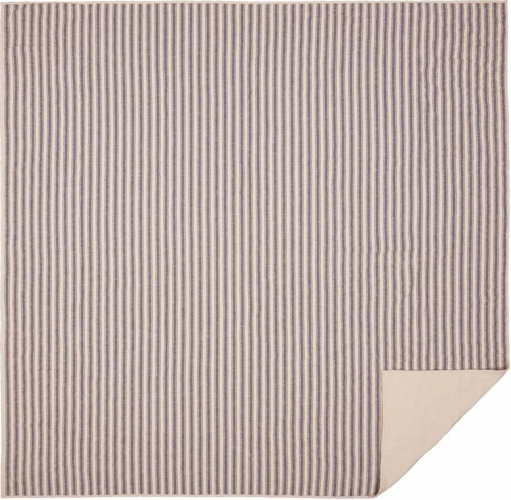 Blue Ticking Stripe Quilt, California King T940041