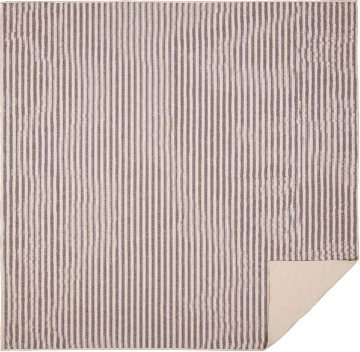 Blue Ticking Stripe Quilt, California King T940041
