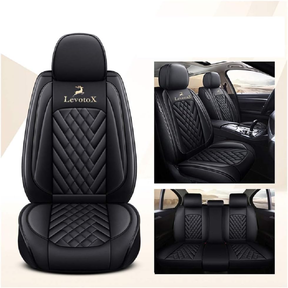 L-Black-Beige 5 Seats Full Set Car Seat Covers O8236
