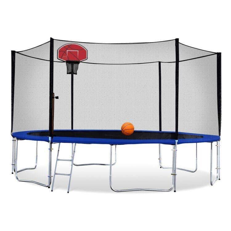 13ft Round Trampoline with Basketball Hoop Safety Enclosure Pad Ladder J79079