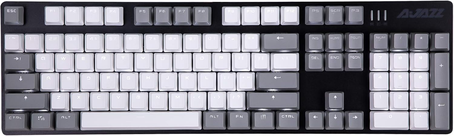 AK50 Mechanical Gaming Keyboard - PBT Keycaps - Grey-White - White Backlit - Blue Switches - Black Y536180