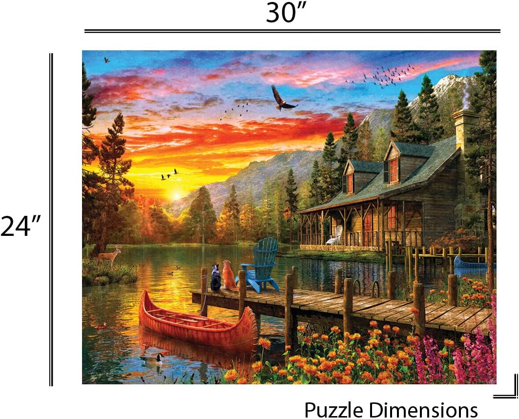 1000 Piece Jigsaw Puzzle Cabin Evening Sunset C5472