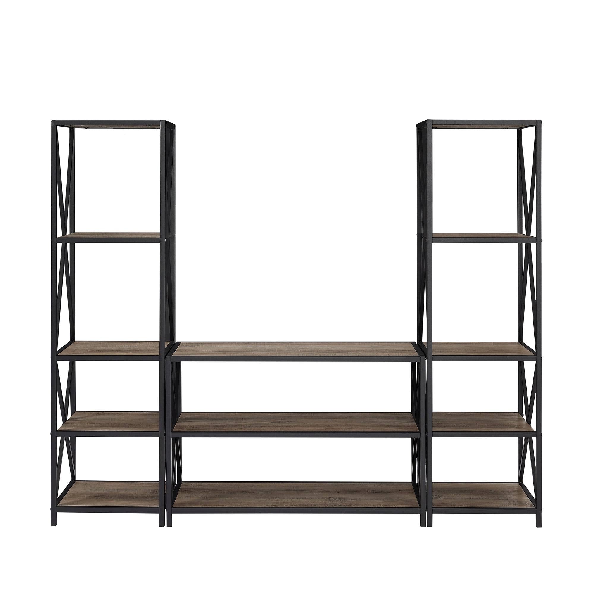 Barnwood Black Metal 3-Piece Entertainment Wall Y653316