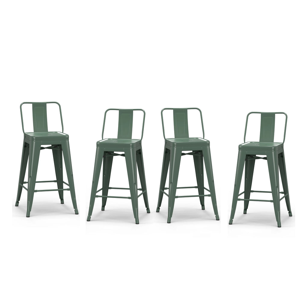 24" Industrial Metal Counter Stool in Sage Green (Set of 4) P60422