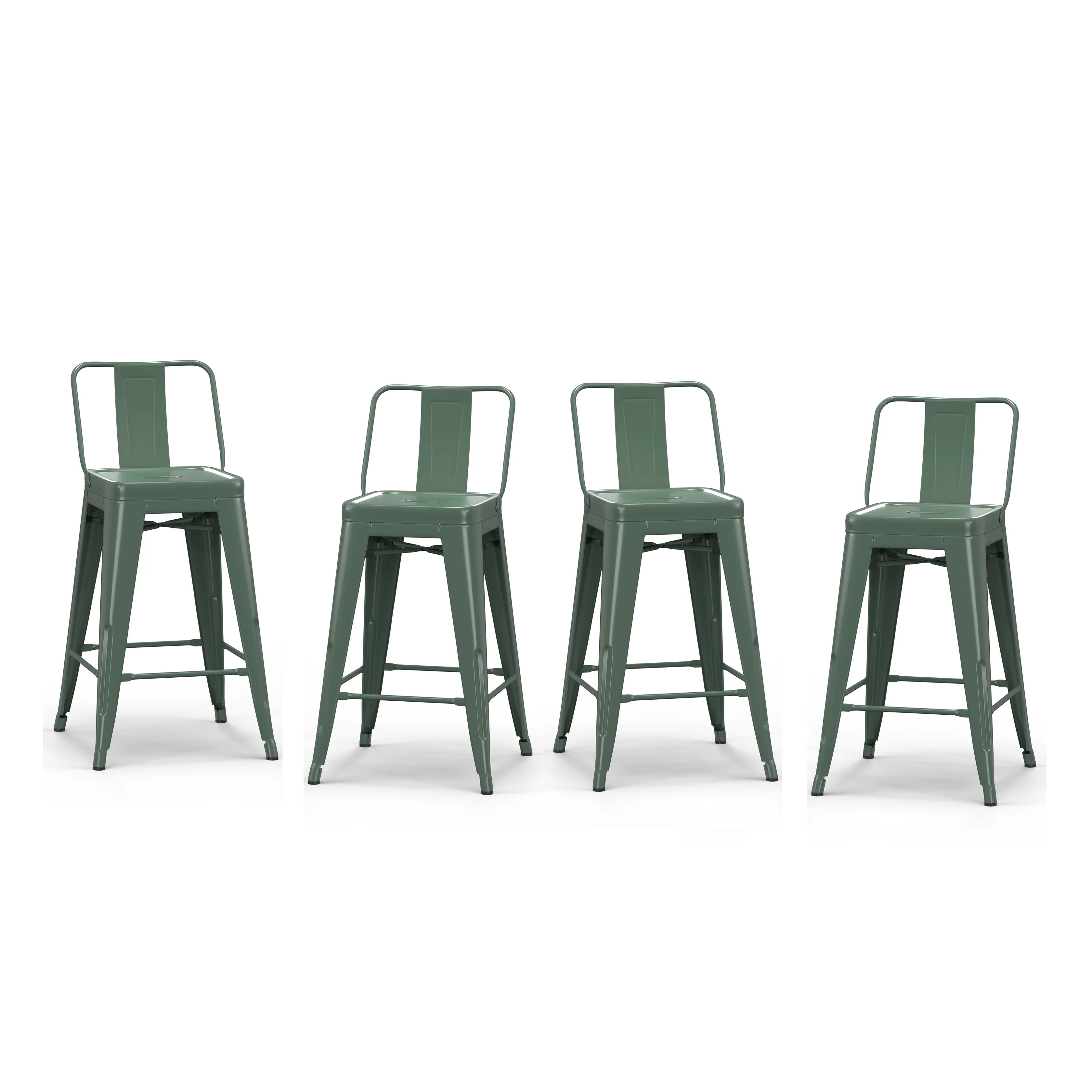 24" Industrial Metal Counter Stool in Sage Green (Set of 4) P60422