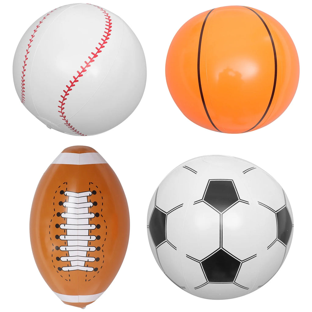 4pcs Inflatable Ball Beach Ball Soccer Basketball Baseball J815507