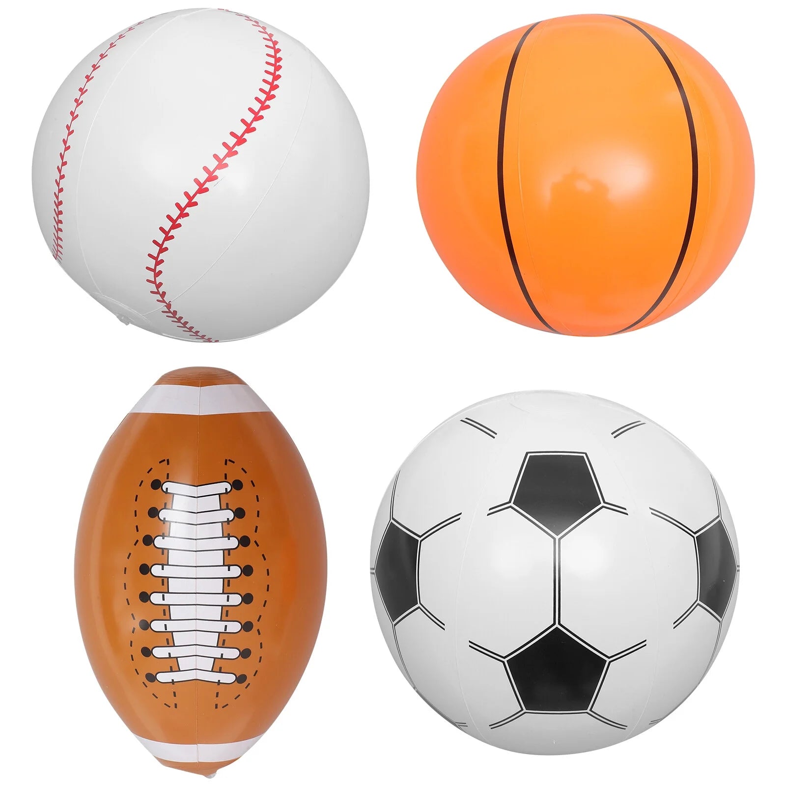 4pcs Inflatable Ball Beach Ball Soccer Basketball Baseball J815507